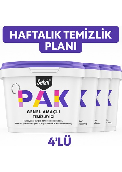 Pak 4’lü Krem Temizleyici Set 500 gr x 4 – Her Haftaya Bir Temizlik Gücü