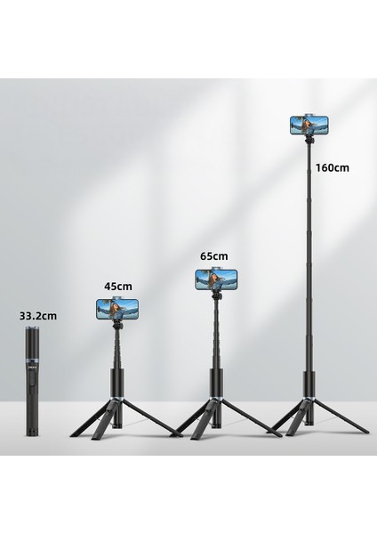 KT-259 Tripod ve Selfie Çubuğu 360 Derece Dönebilen Kablosuz Kumandalı Siyah modelleri