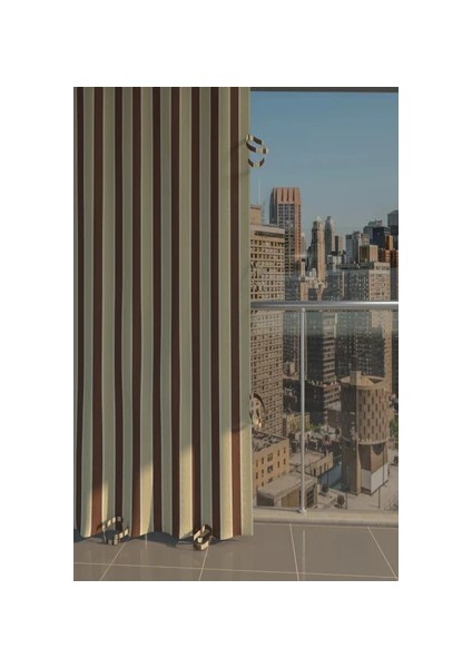 Kahve Krem Çizgili Su Geçirmez Balkon Perdesi Branda fiyatları