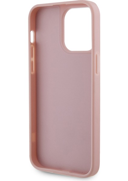 iPhone 14 Pro Max Uyumlu Kılıf Guess Orjinal Lisanslı Taşlı Arka Yüzey Üçgen Logolu Kapak Pembe