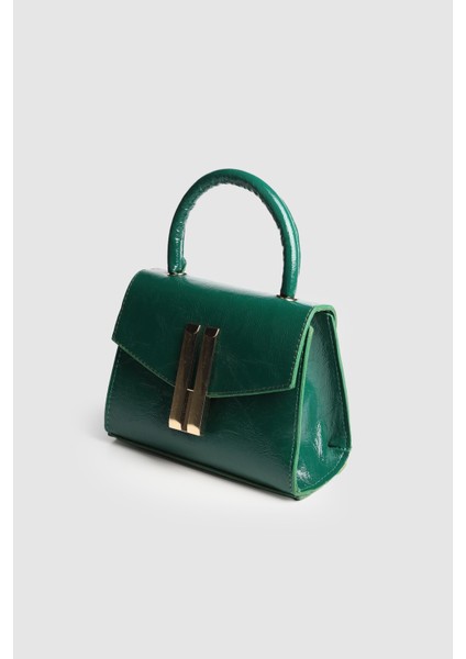 Kadın Zambe Kırışık Deri Tokalı El ve Askılı Çanta Yeşil fiyatları