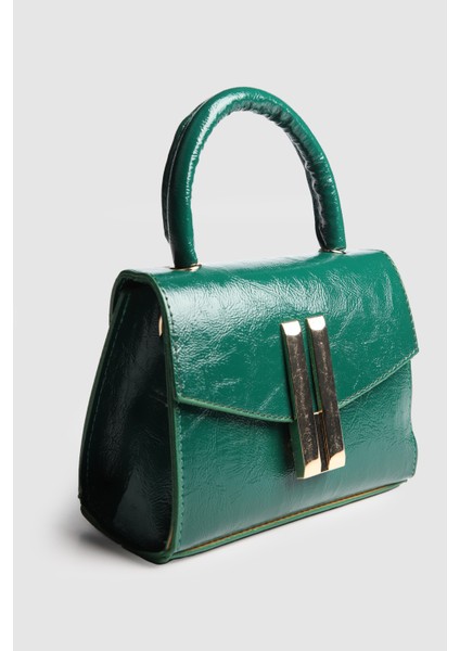 Kadın Zambe Kırışık Deri Tokalı El ve Askılı Çanta Yeşil fırsatları