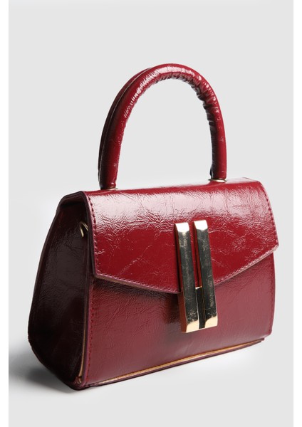 Kadın Zambe Kırışık Deri Tokalı El ve Askılı Çanta Bordo fırsatları