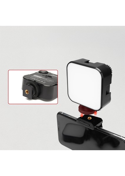 FM-48R Mini Fill Light Telefon-Kamera Üstü Pilli Aydınlatma Işığı Siyah modelleri