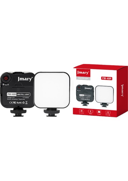 FM-48R Mini Fill Light Telefon-Kamera Üstü Pilli Aydınlatma Işığı Siyah indirimleri