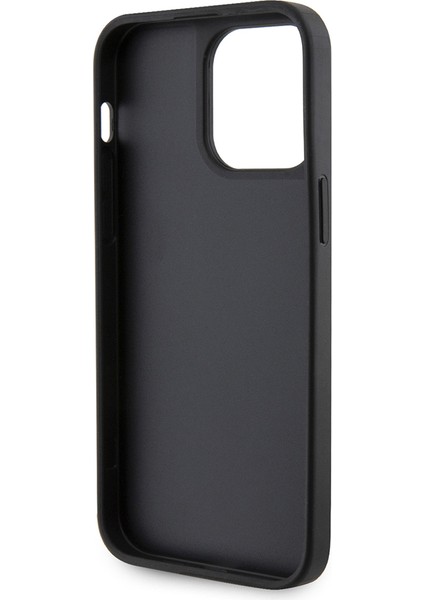 iPhone 13 Pro Max Uyumlu Kılıf Guess Orjinal Lisanslı Taşlı Arka Yüzey Üçgen Logolu Kapak Siyah