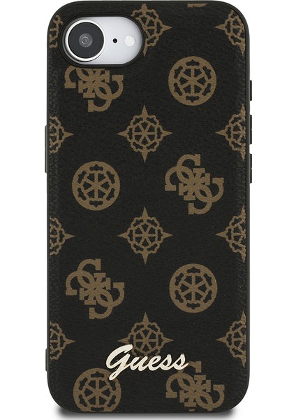 iPhone 16E Uyumlu Kılıf Guess Orjinal Lisanslı M-Safe Şarj Özellikli Yazı Logolu Peony Kapak Siyah fiyatları