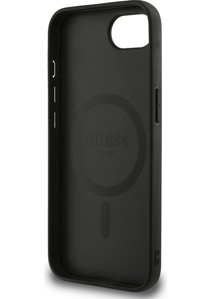 iPhone 16E Uyumlu Kılıf Guess Orjinal Lisanslı M-Safe Şarj Özellikli Yazı Logolu Peony Kapak Siyah fırsatları