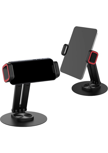 Mk-63 Ayarlanabilir Katlanabilir 360 Derece Dönebilen Telefon ve Tablet Standı Siyah