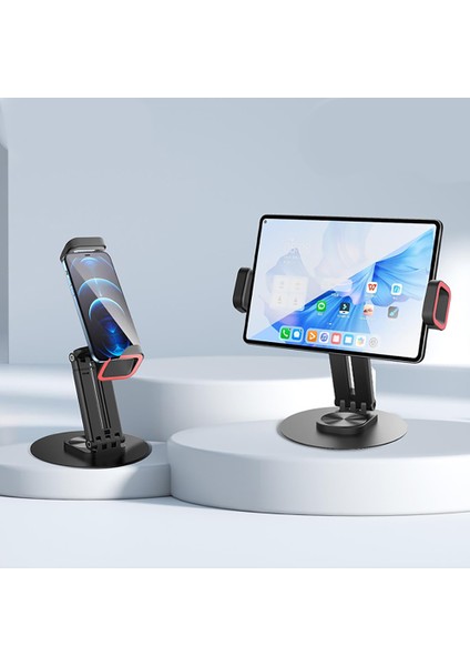 Mk-63 Ayarlanabilir Katlanabilir 360 Derece Dönebilen Telefon ve Tablet Standı Siyah