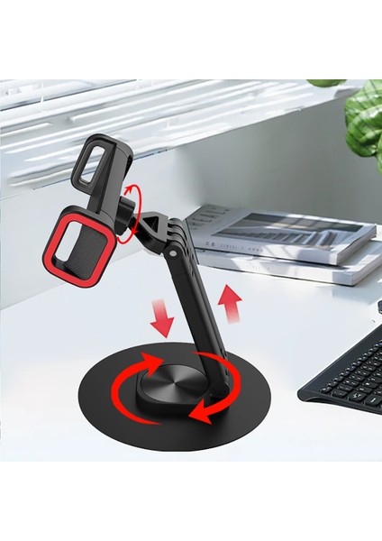Mk-63 Ayarlanabilir Katlanabilir 360 Derece Dönebilen Telefon ve Tablet Standı Siyah