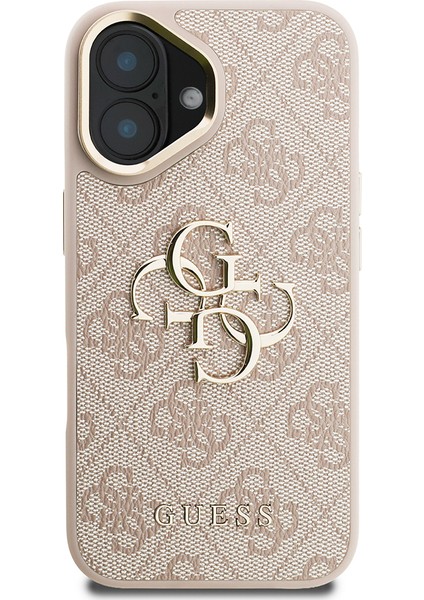 iPhone 16 Plus Uyumlu Kılıf Guess Lisanslı Metal 4g ve Yazı Logolu Kamera Standlı Kapak Pembe fiyatları