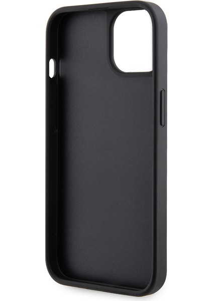iPhone 15 Uyumlu Kılıf Guess Orjinal Lisanslı Taşlı Arka Yüzey Üçgen Logolu Kapak Siyah