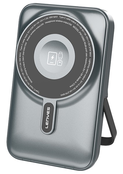 PW1006D Dijital LED Ekranlı Standlı Wireless Powerbank 15W 10000MAH Gri