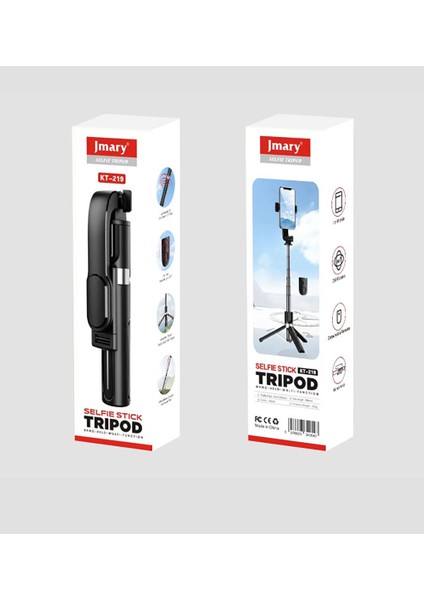 KT-219 360 Derece Dönebilen Kablosuz Kumandalı Tripod ve Selfie Çubuğu Siyah indirimleri