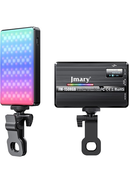 FM-150RGB Rgb LED Telefon-Kamera Üstü Aydınlatma Işığı Siyah
