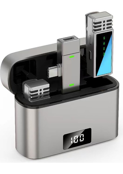 Mw-15 Type-C Portlu Canlı Yayın Kablosuz Yaka Mikrofonu Gri