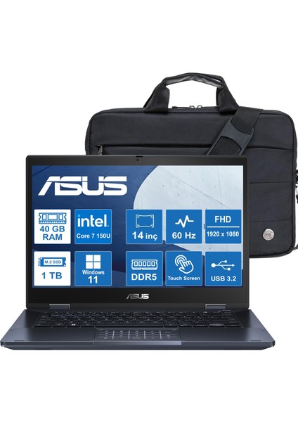 Expertbook B3402FVA-EC1132 Core 7-150U/40GB/1TB/W11P/4G Dokunmatik/14" Taşınabilir Bilgisayar