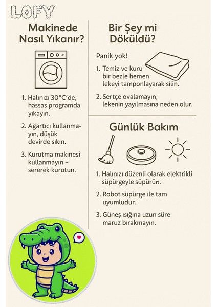 Çocuk Odası Halısı - Timsah Kostümlü Sevimli Çocuk Desenli Yeşil Halı