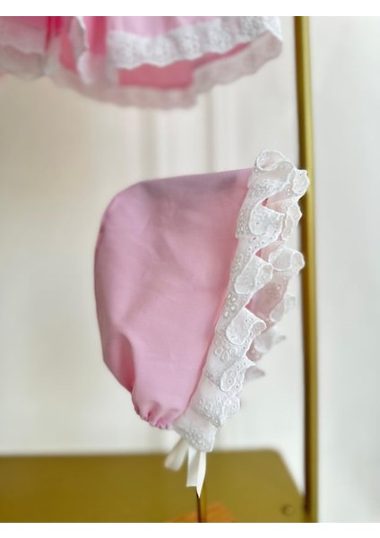 Kız Bebek Çocuk Pembe Poplin Fisto Pelerin Mevlüt Doğum Günü Elbise