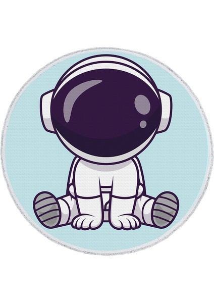 Yuvarlak Çocuk Odası Halısı - Uzay Temalı Sevimli Astronot Desenli Halı indirimleri
