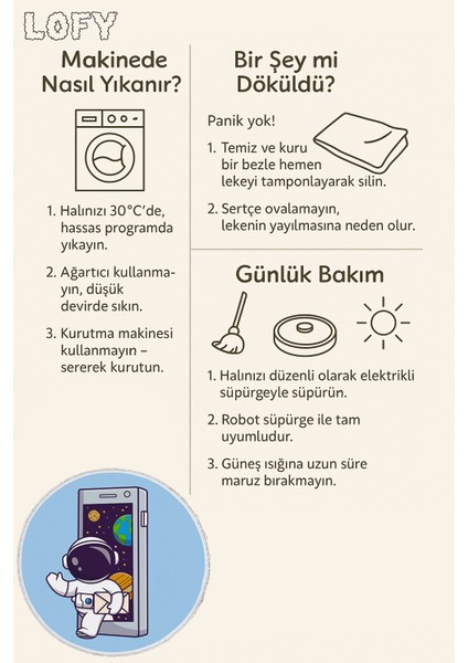 Yuvarlak Çocuk Odası Halısı - Astronot ve Uzay Temalı Telefon Desenli Renkli Halı