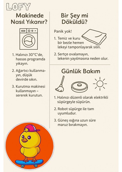 Çocuk Odası Halısı - Kaykaylı Şapkalı Civciv Desenli Turuncu Zemin Yuvarlak Halı indirimleri
