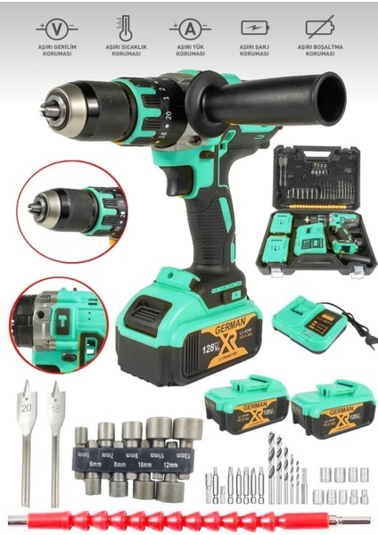 Dinamik Çift Akülü Darbeli Matkap Seti, Metal Şanzıman, 37 Parça