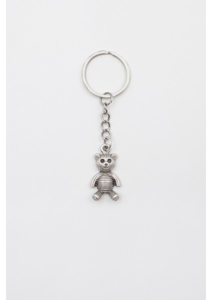 Oyuncak Ayıcık Anahtarlık - Antik Gümüş Kaplama - Kadın Erkek
