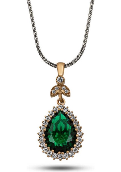 Gümüş Zümrüt Taşlı Hürrem Kadın Kolye