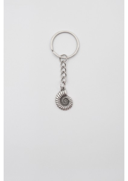 Spiral Deniz Kabuğu Anahtarlık - Antik Gümüş Kaplama - Kadın Erkek