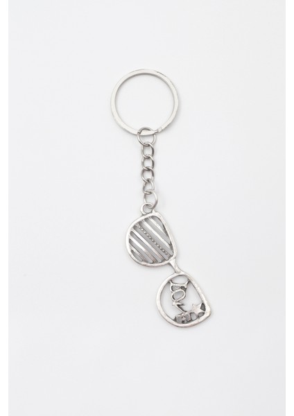 Gözlük ve Love Anahtarlık - Antik Gümüş Kaplama - Kadın Erkek