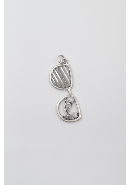 Gözlük ve Love Anahtarlık - Antik Gümüş Kaplama - Kadın Erkek modelleri