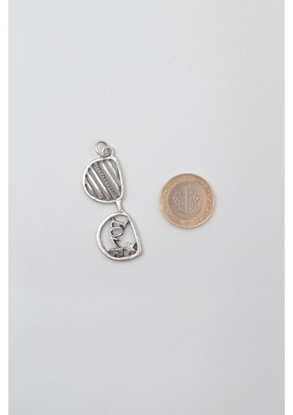 Gözlük ve Love Anahtarlık - Antik Gümüş Kaplama - Kadın Erkek indirimleri