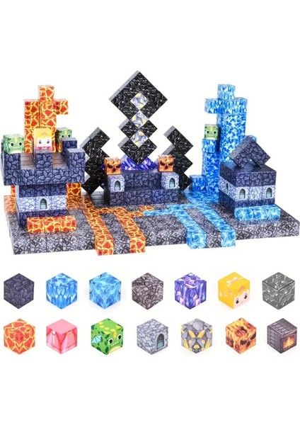 Minecraft Manyetik Küp Blok Dev Kılıç Temalı Yapı Taşı 100 Parça