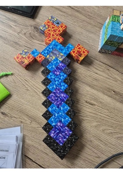 Minecraft Manyetik Küp Blok Dev Kılıç Temalı Yapı Taşı 100 Parça