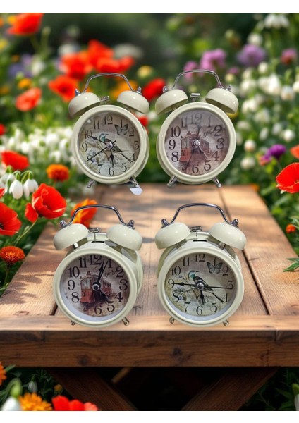 Çalar Saat Masa Saati Işıklı Orta Boy Krem