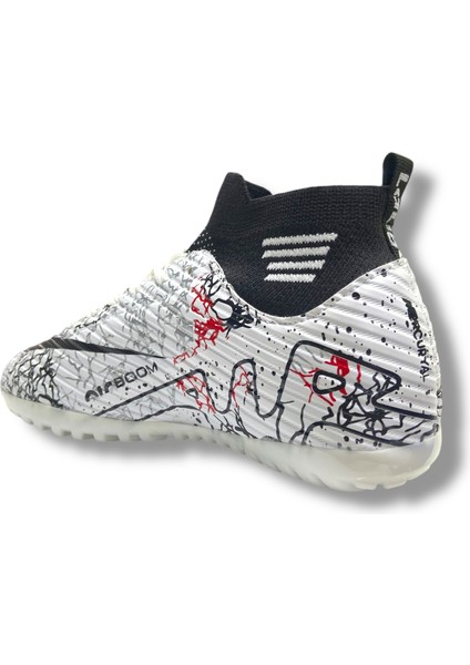 Çoraplı Halısaha Ayakkabı Beyaz Siyah Desenli fırsatları