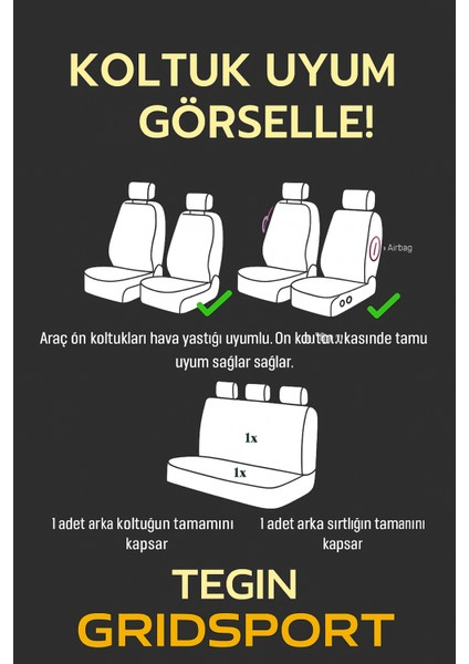 Skoda Felicia 1994–2001 – Vira Gripdsport Serisi Deri Detaylı Standart100 Sertifikalı Araç Koltuk Kılıfı Seti Siyah - Sarı fırsatları