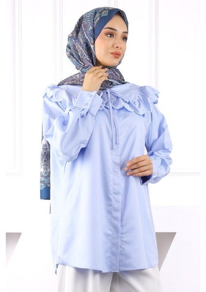 Mavi Renk Bloklu Gömlek