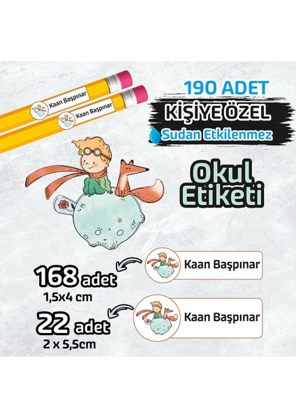 Okul Etiketi Isme Özel Kalem Defter Etiketi ( Küçük Prens -1 ) -190 Adet