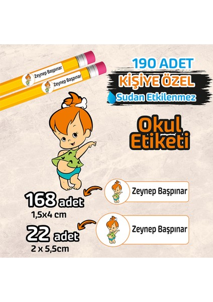 Okul Etiketi Isme Özel Kalem Defter Etiketi Çakıl -190 Adet