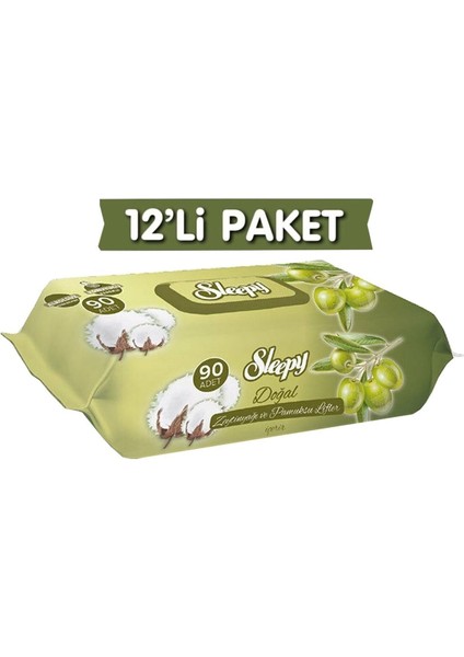 Doğal Zeytinyağlı ve Pamuklu Islak Bebek Havlusu 12X90