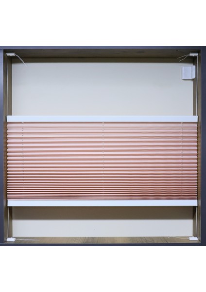 Pembe Plise Katlanır Cam Balkon Perdesi - Ofis Perdesi - Ev Perdesi - Salon Perdesi - Plise Perde modelleri
