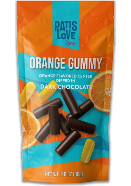 Patislove Bitter Çikolata Kaplı Portakallı Yumuşak Şekerleme, 80G