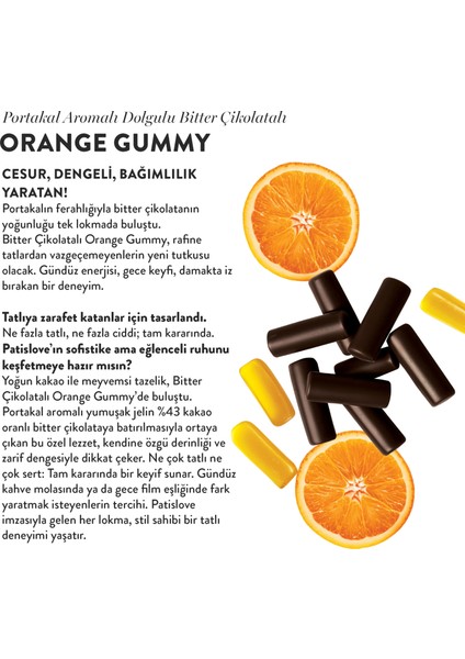 Patislove Bitter Çikolata Kaplı Portakallı Yumuşak Şekerleme, 80G