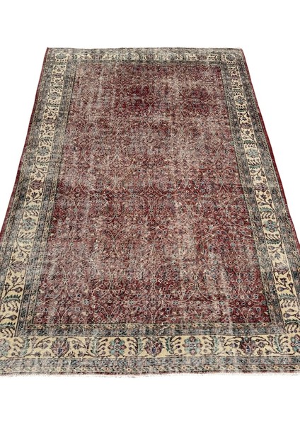 El Dokuma Eskitme Isparta Halısı 205X305 Kırmızı Vintage Yün Halı