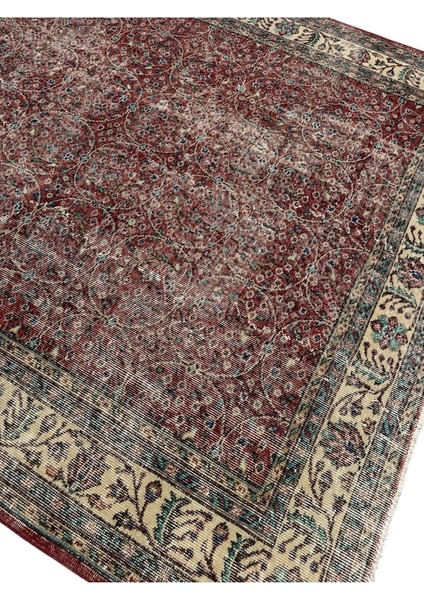 El Dokuma Eskitme Isparta Halısı 205X305 Kırmızı Vintage Yün Halı modelleri