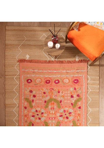 Palrı Baskı Nakışlı Pamuk Pamuk Kilim 120X180 cm Tarçın fiyatları