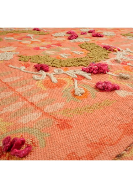 Palrı Baskı Nakışlı Pamuk Pamuk Kilim 80X150 cm Tarçın indirimleri